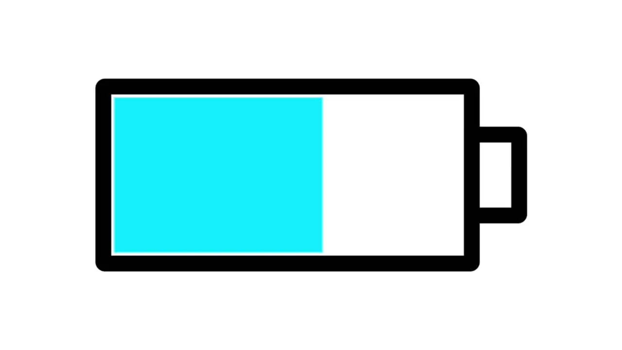 Battery charging animation with blue increasing bar