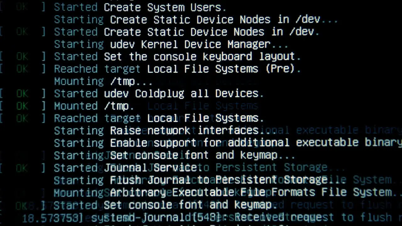 Mashup sequence of a computer screen while booting an open source operating system