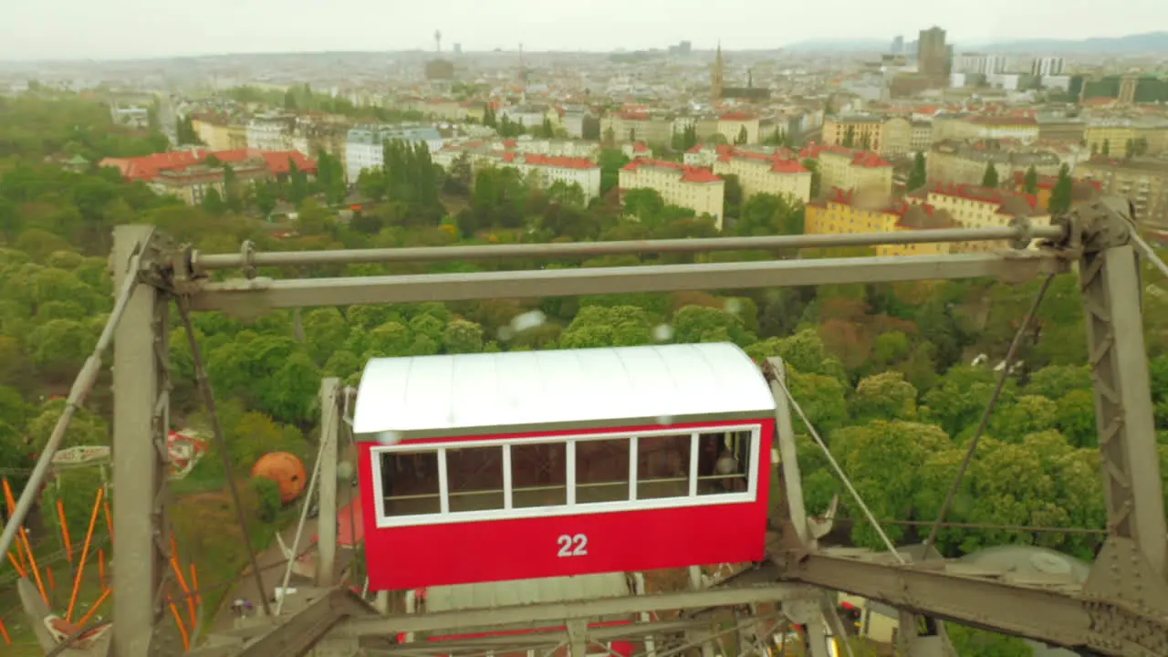 Close up aerial view of the ferris wheel from the ground Vienna Austria