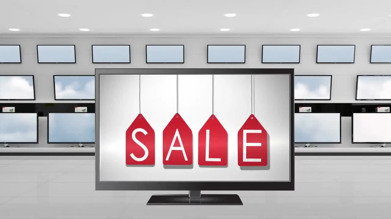 Flat screen television with sale tag