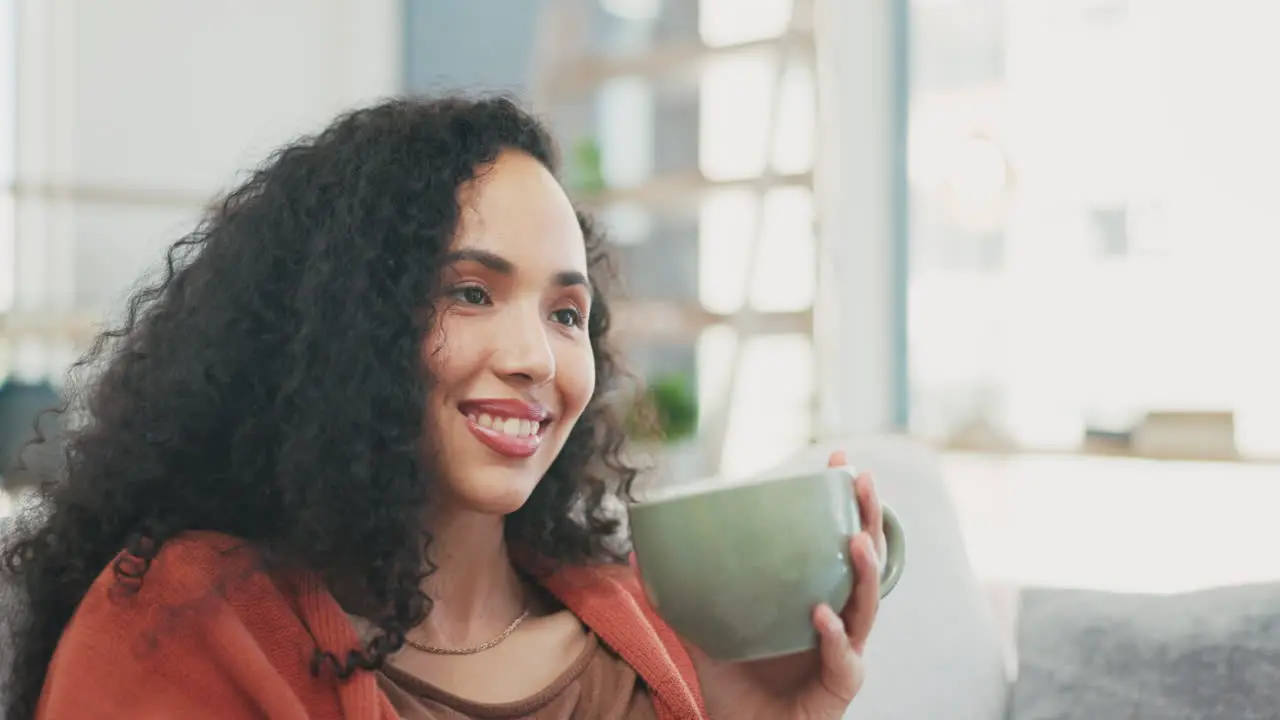 Woman relax on sofa coffee and watching tv