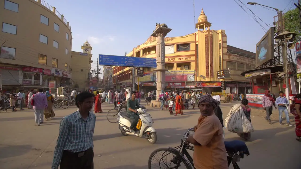 Bikes Mopeds and Pedestrians at an Intersection