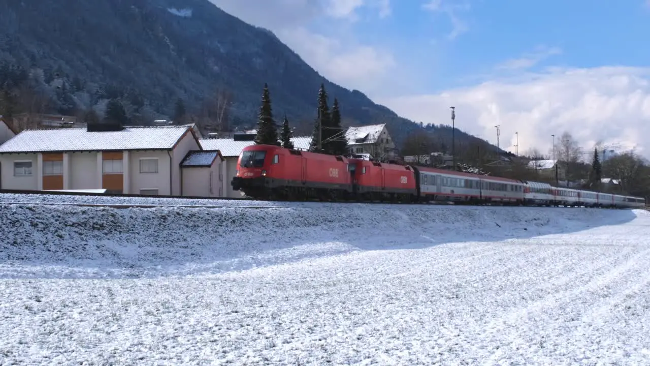 Swiss Federal Railway passing through Austrian Town in Feldkirch