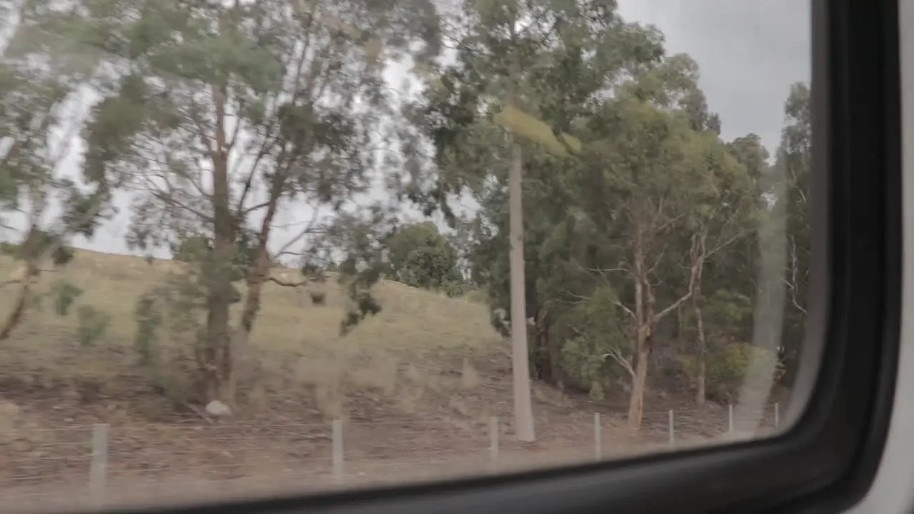 A train trip looking out the window of the Melbourne metro train system