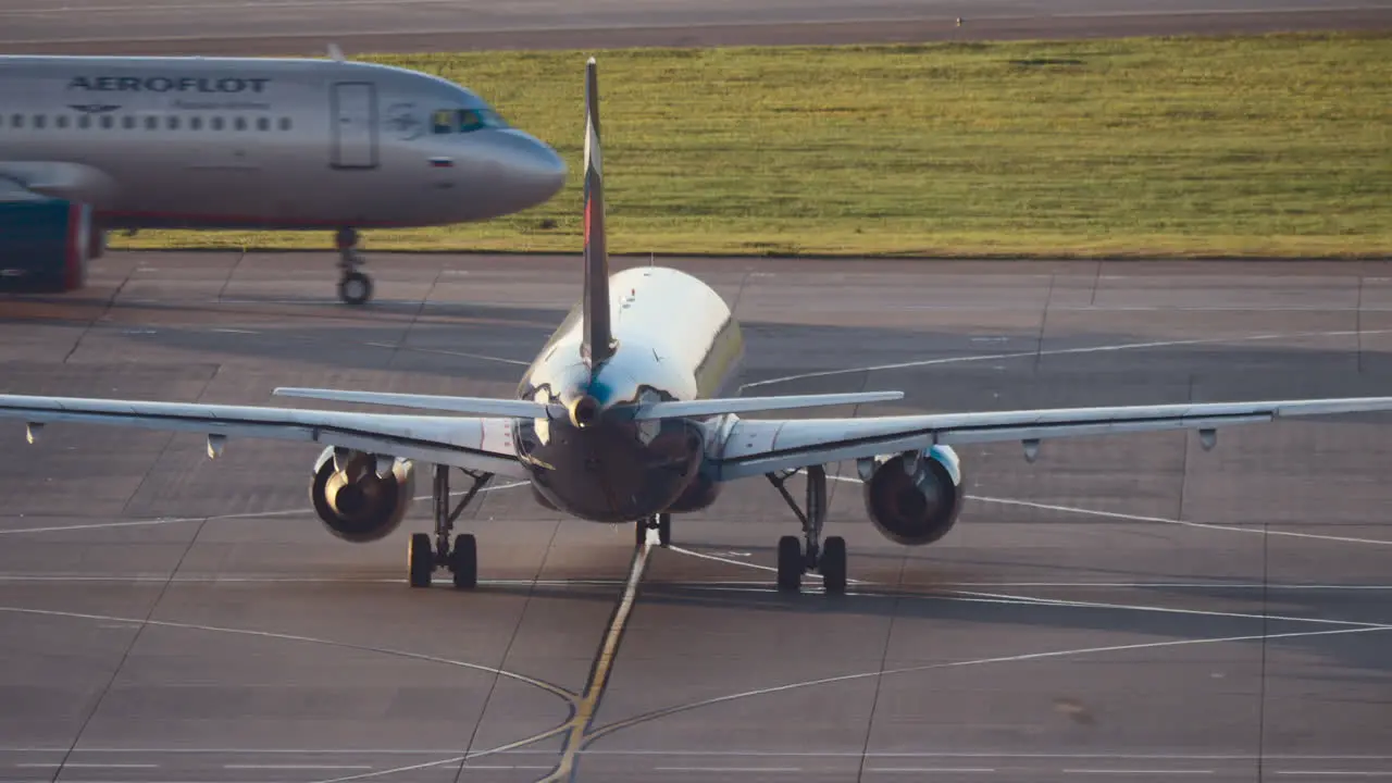 Aeroflot planes taxiing at Sheremetyevo Airport