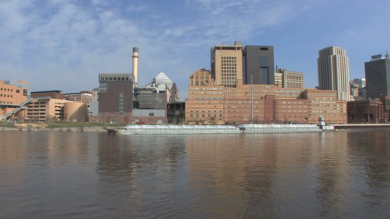 Big barge on the Mississippi at St Paul