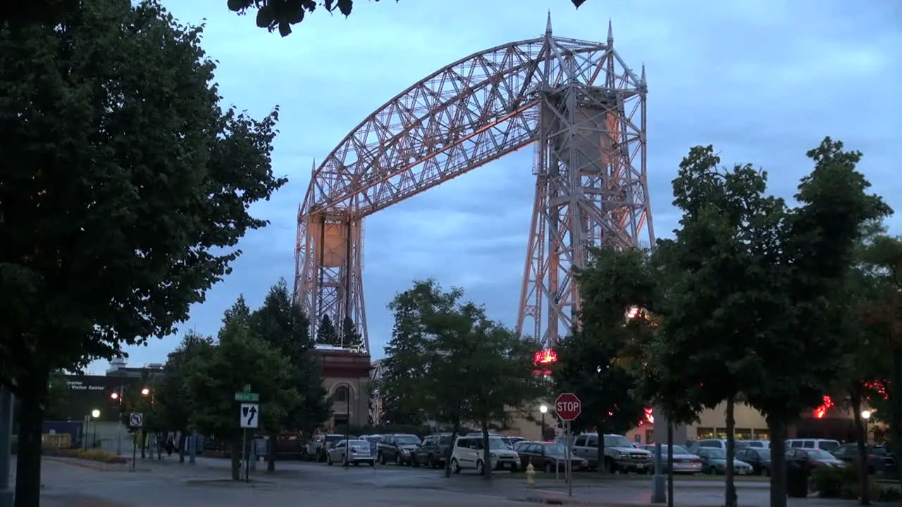 Duluth lift bridge in evening