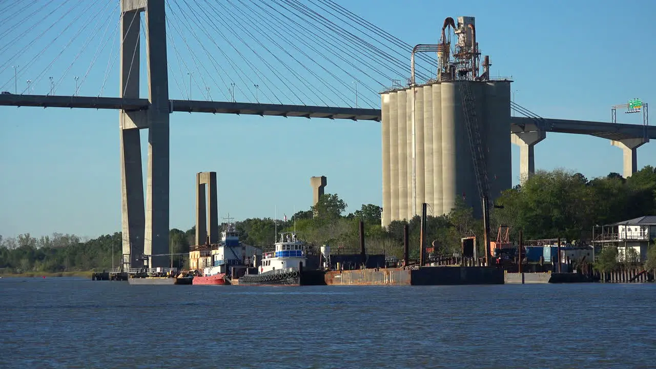 Savannah Georgia grain elevator river and bridge