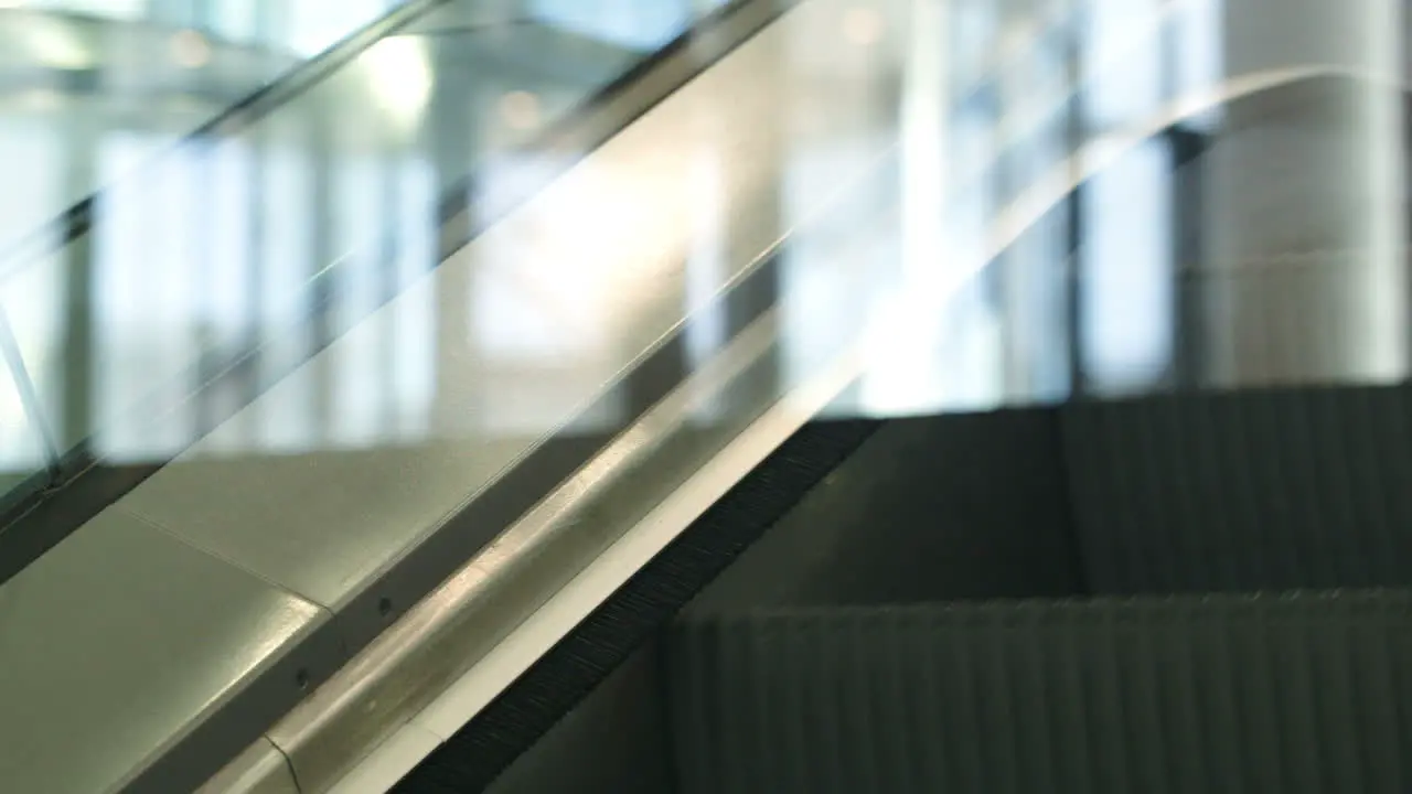 Close-up shot of escalator going up