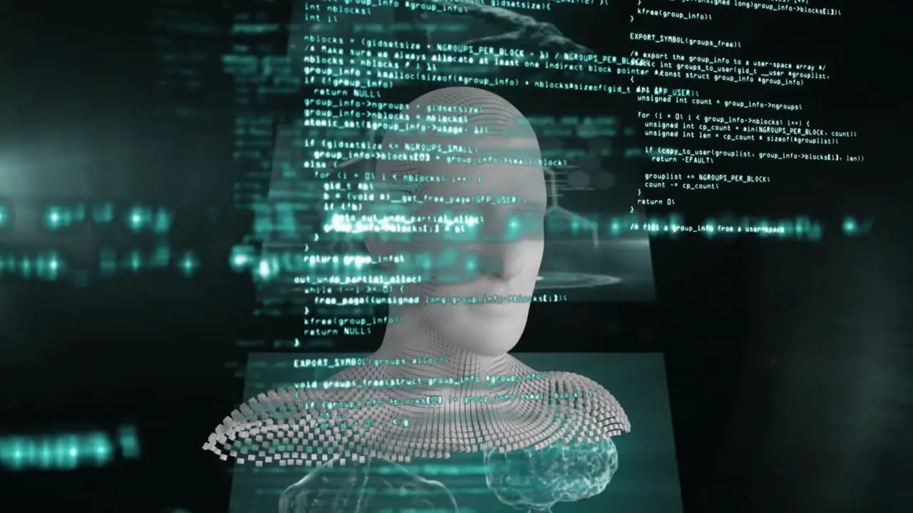 Animation of human head and data processing