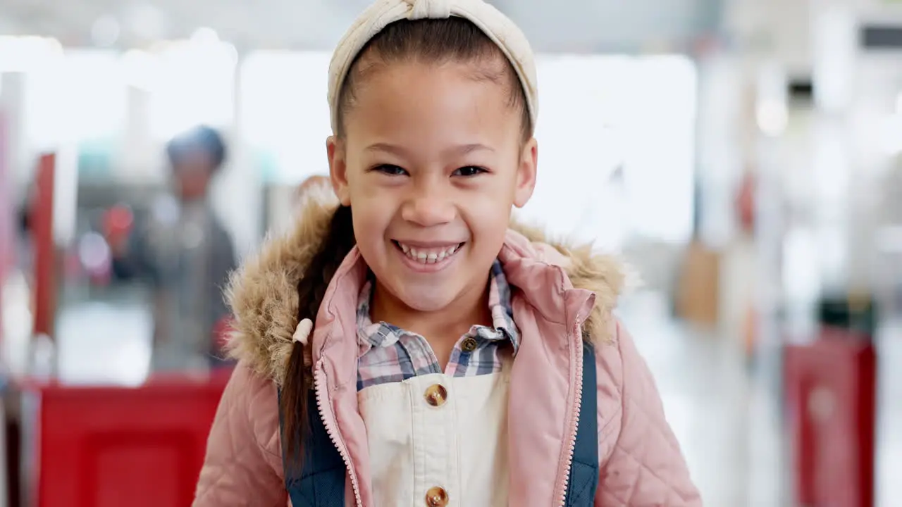 Face smile and a student girl at a science fair