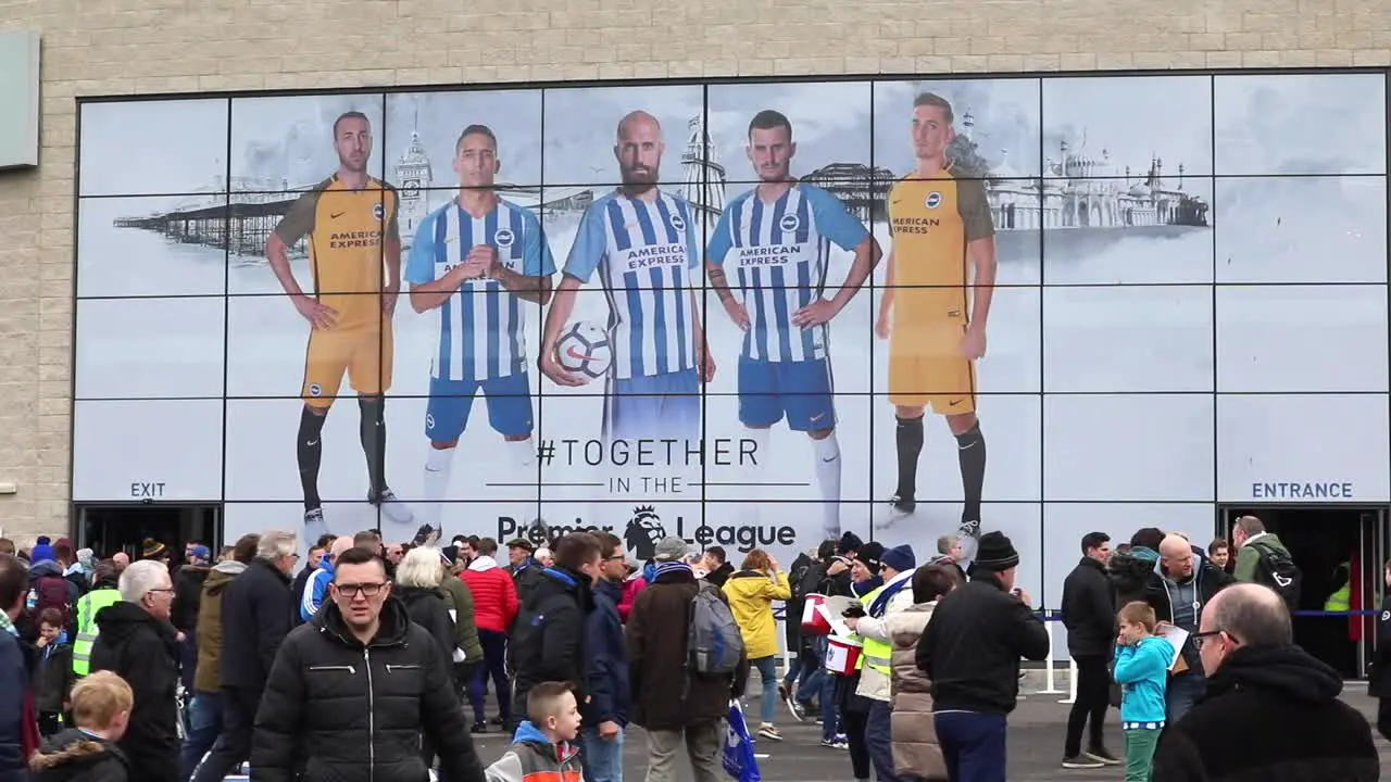 Premier League fans arrive at Falmer Stadium ahead of Brighton and Hove Albion vs Manchester United