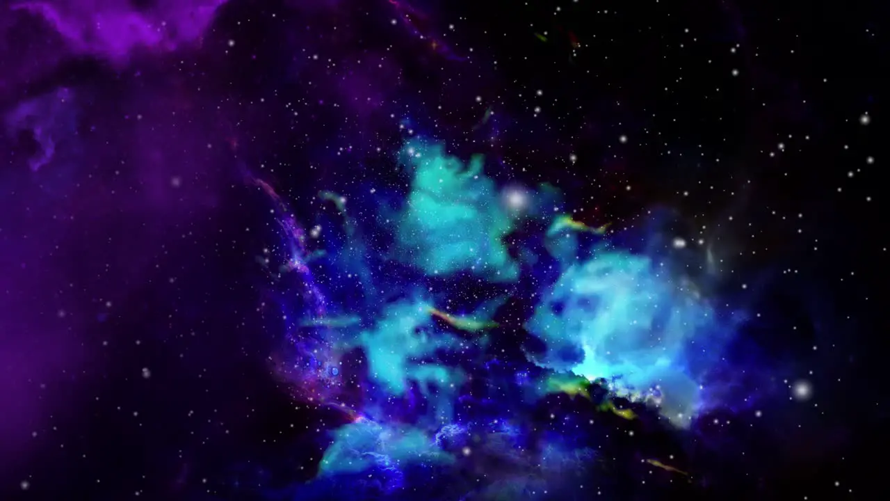 blue and purple nebula clouds moving and floating in the universe