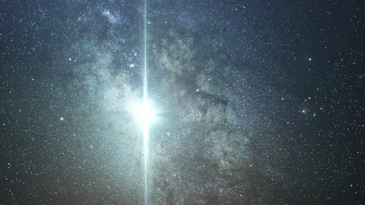 vertical bright light with milky way background