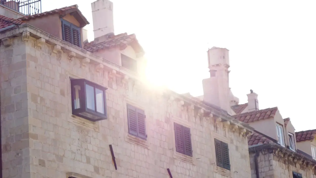 Dubrovnik morning sun over the buildings of the old town