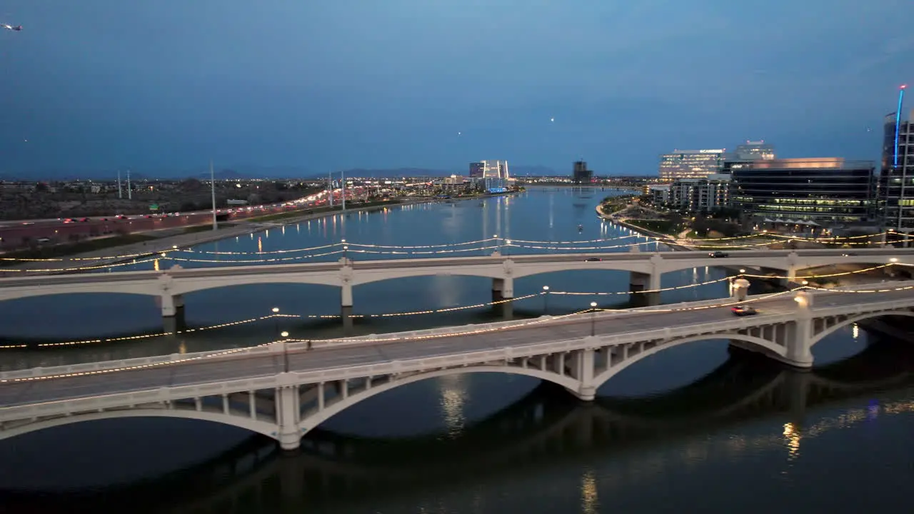 Aerial View Salt River in Tempe Arizona with Mill Avenue Bridge