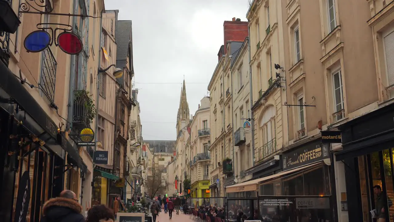 Lively City Centre Of The Historical Town Of Angers In Western France