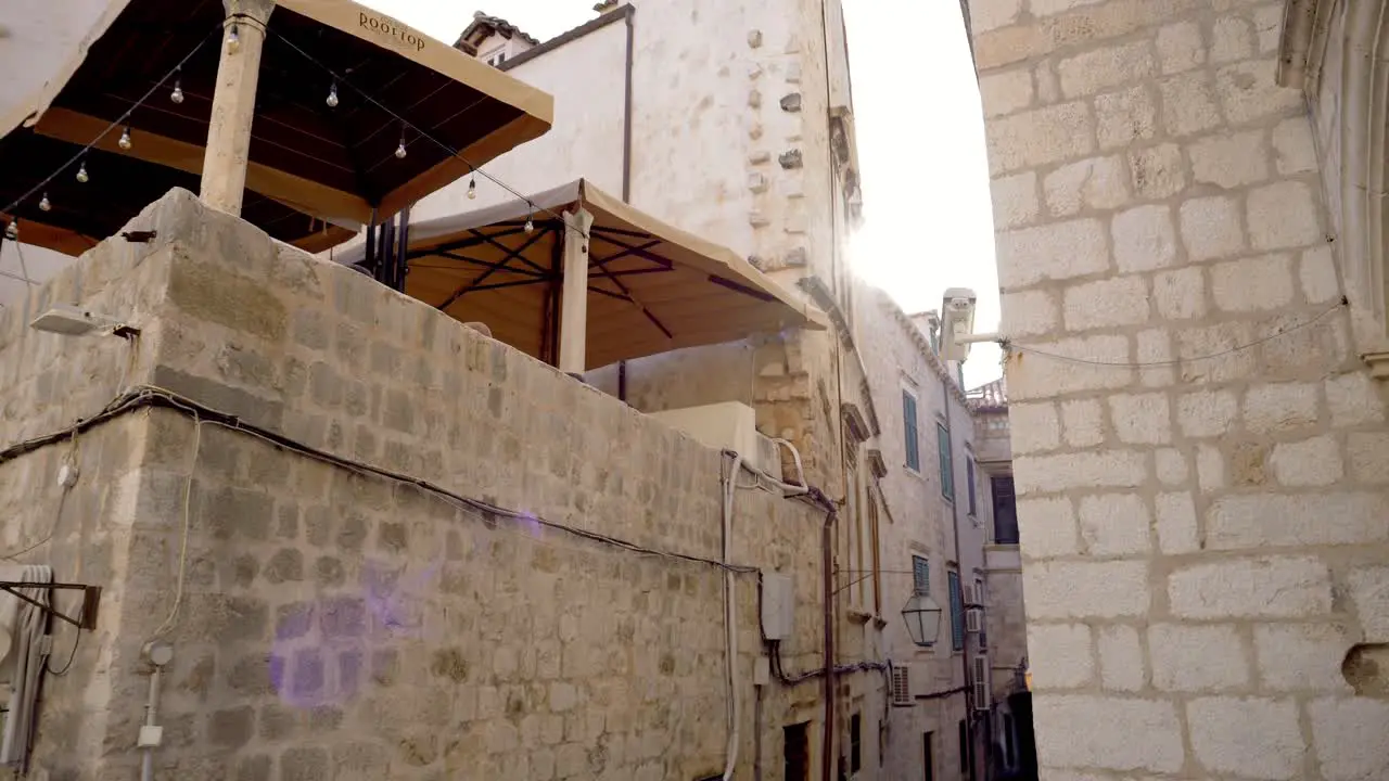 Dubrovnik sun streaming into the alleys of the old town