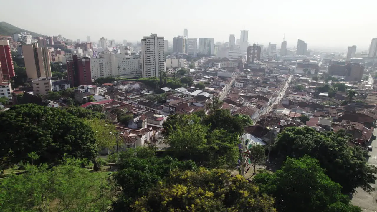 Aerial drone clips of Cali city Colombia South America_pan shot