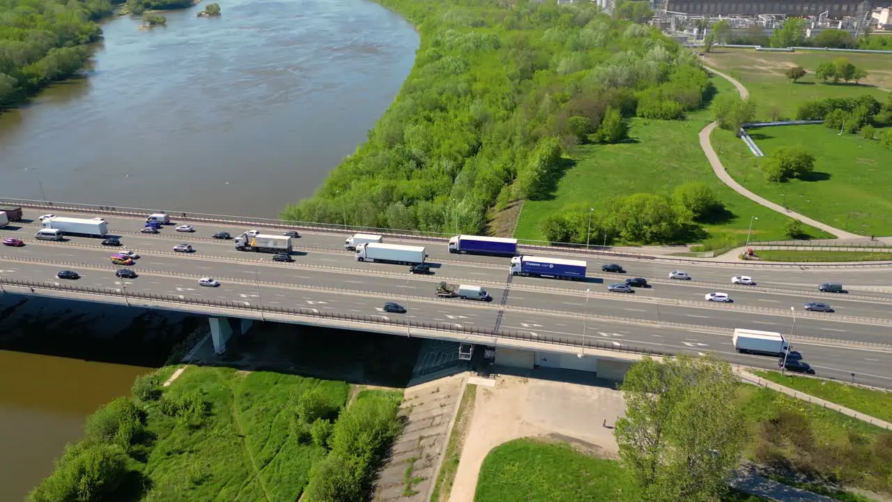 Aerial following shot elevated multiple roads junction