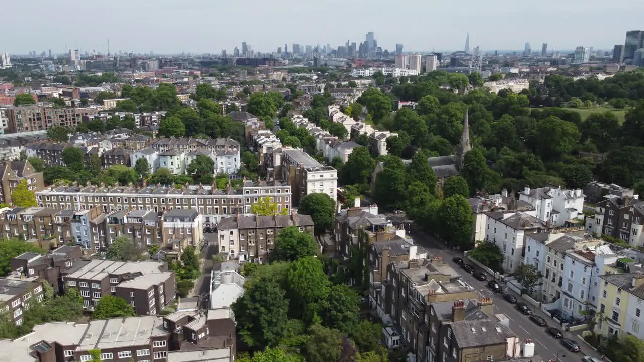 Primrose hill London  panning drone aerial view