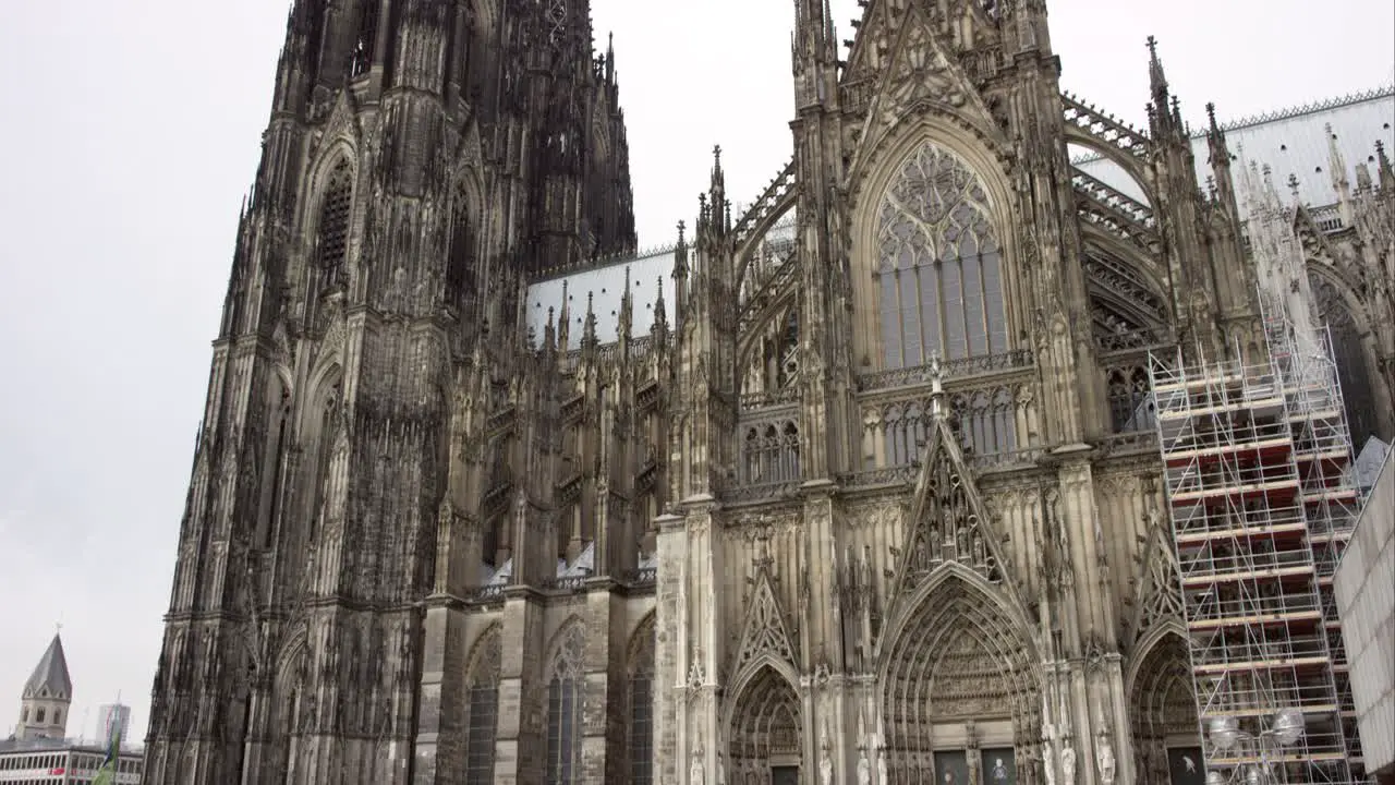 Panning Down Over Cologne Cathedral 4K