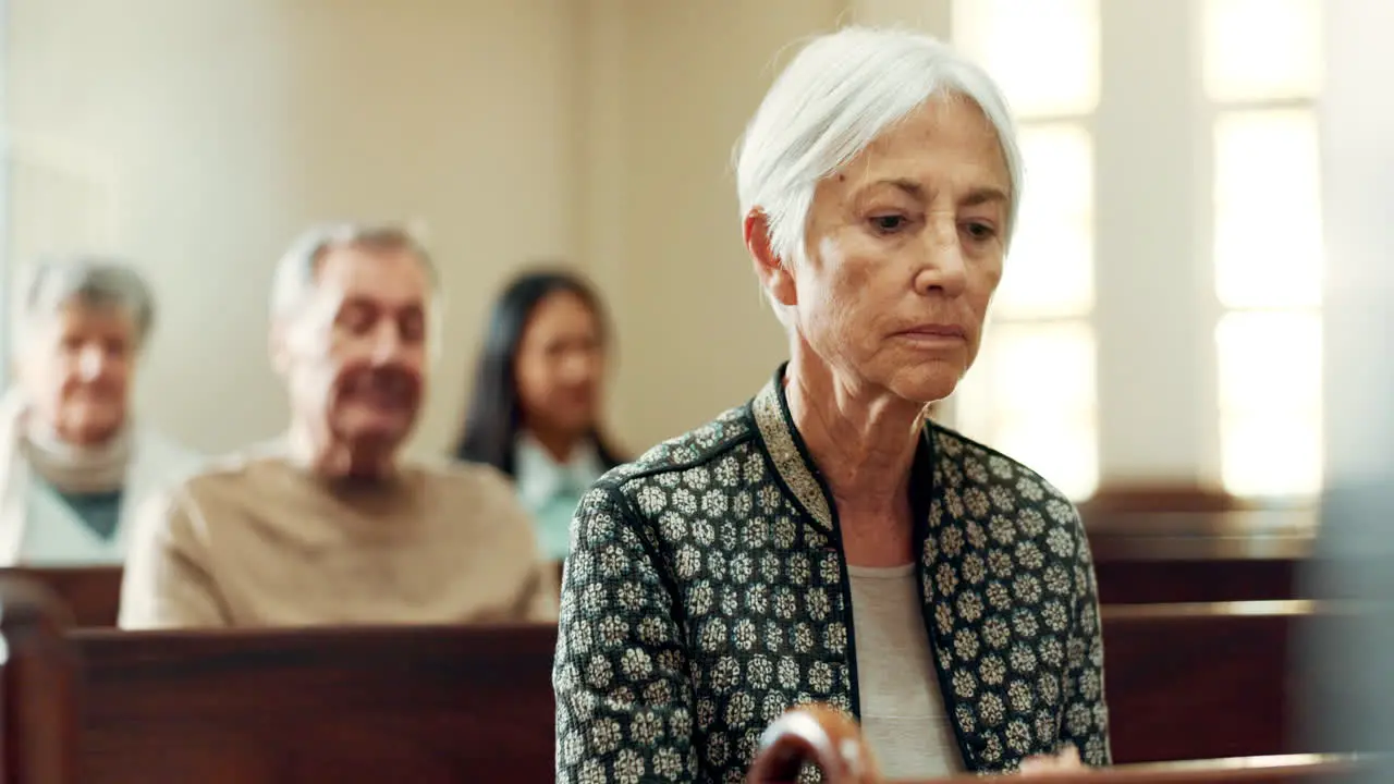 Worship prayer or old woman in church for God