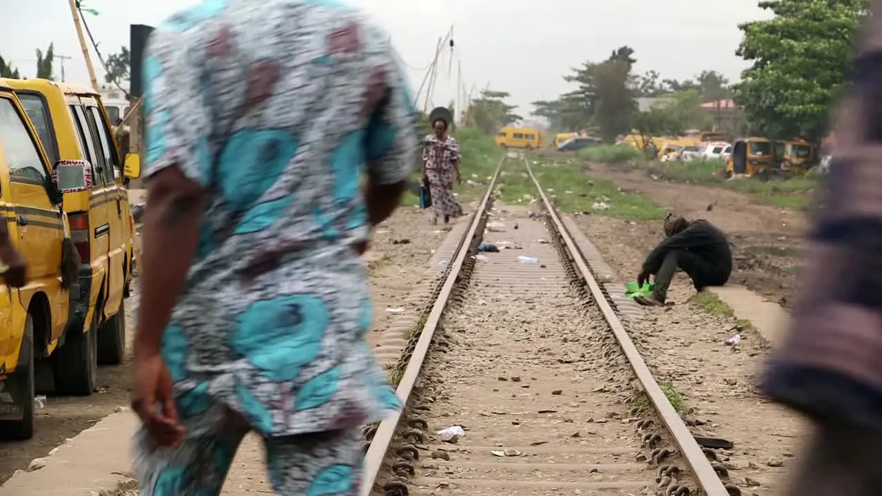 Man sleeping on railway in Lagos Nigeria