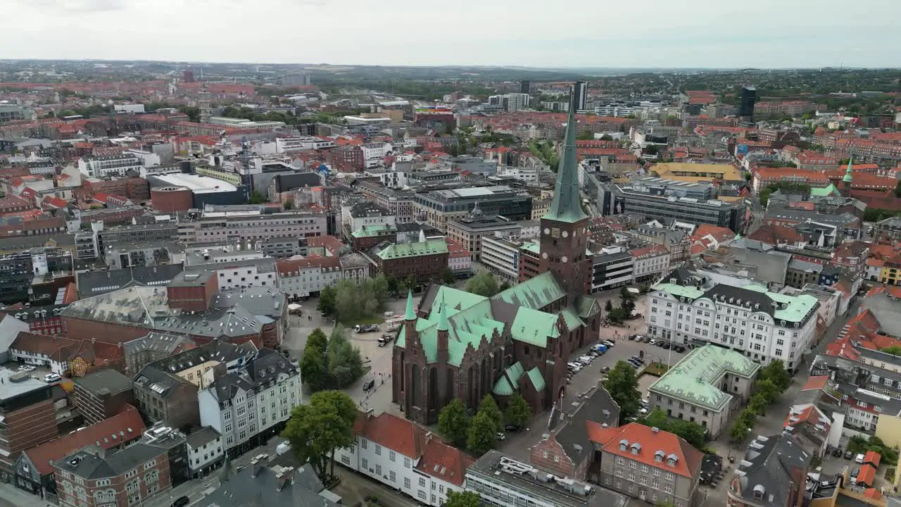 Aerial of Aarhus City Center Denmark