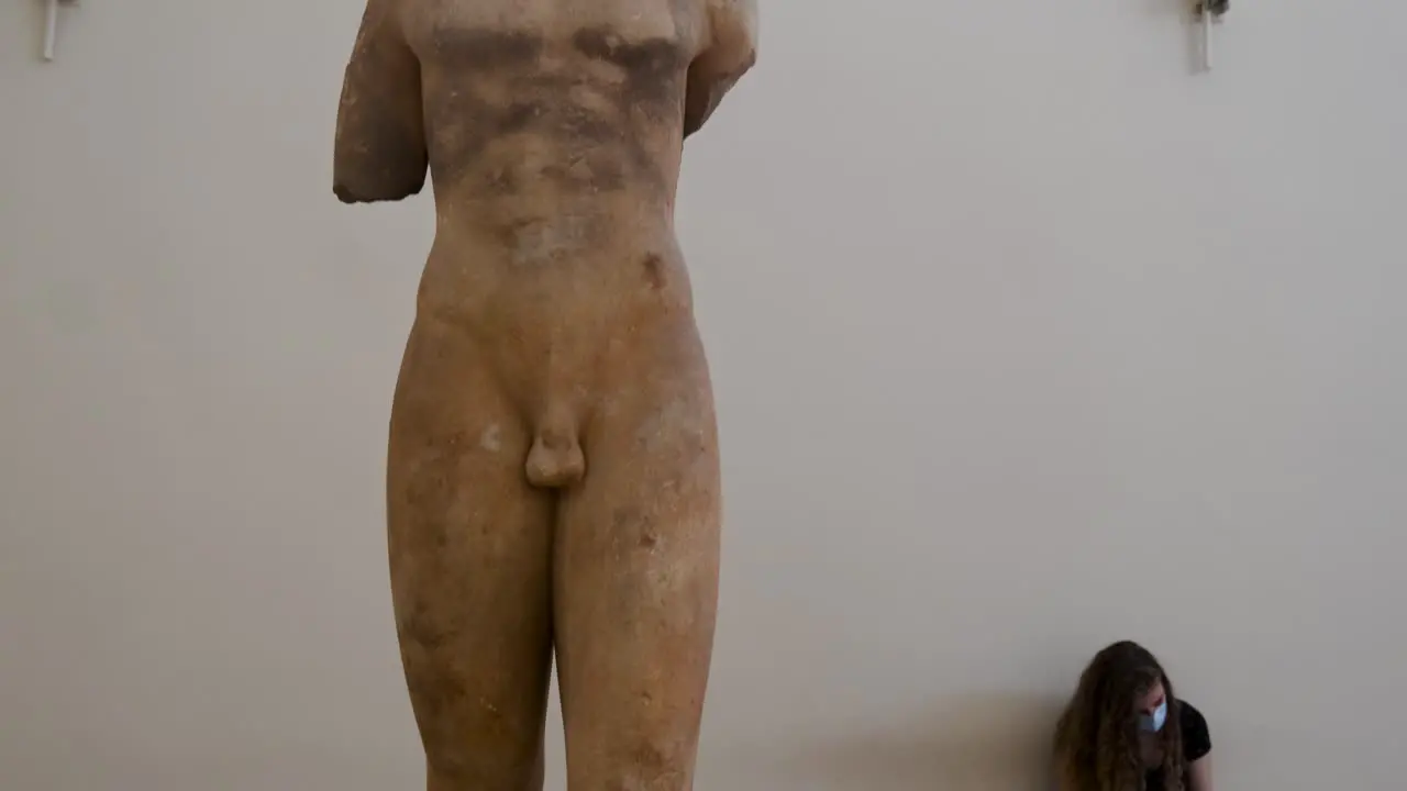 Marble statue of Kroisos Kouros  found at Anavyssos Attica National Archaeological Museum Athens Greece on 10-14-2021