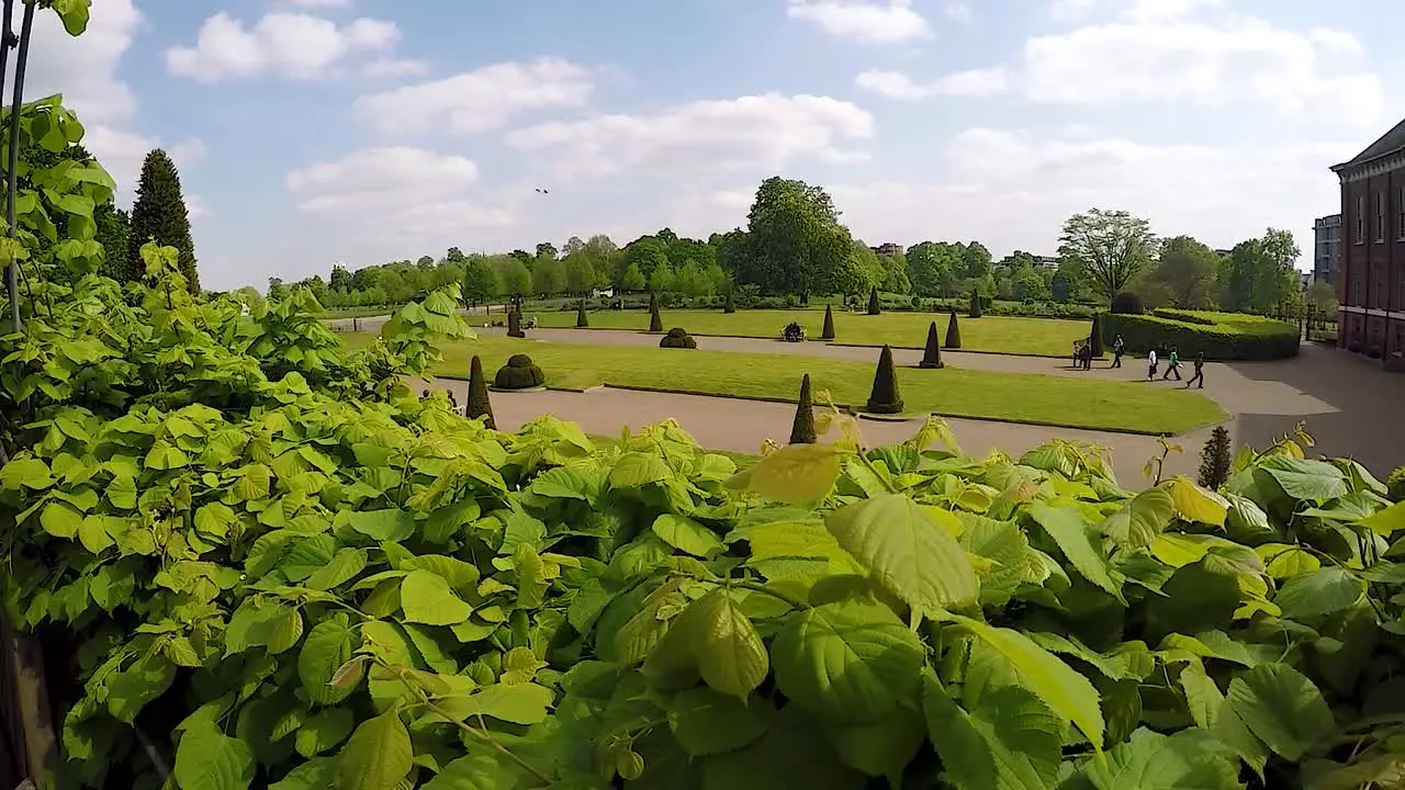 Wide Shot of London colorful Kensington palace garden