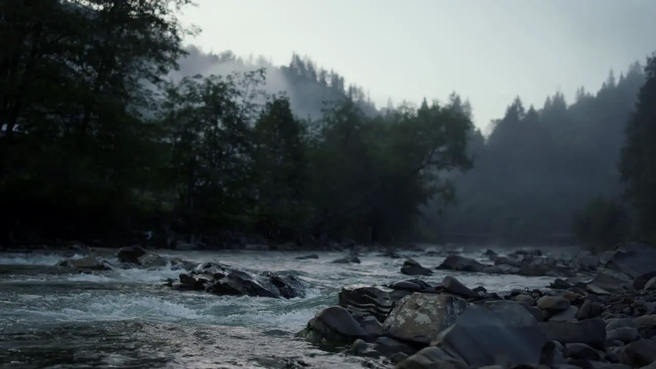 Abundant stream flowing in mountains Clear water splashing in mountain river