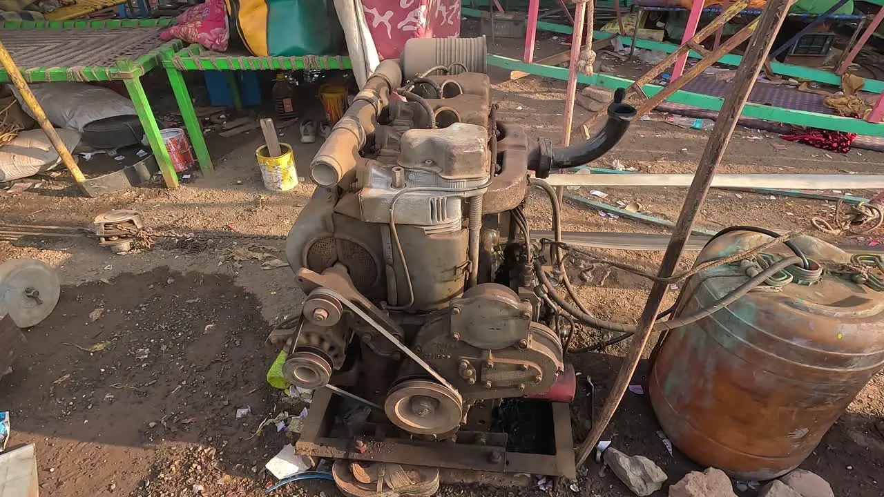 Very old diesel engine running in very good condition