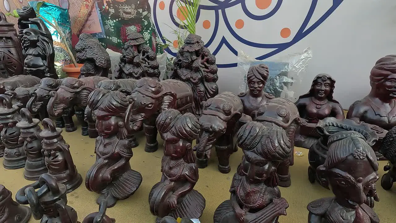 Beautiful idols made by traditional terracotta method which are kept for sale in the exhibition