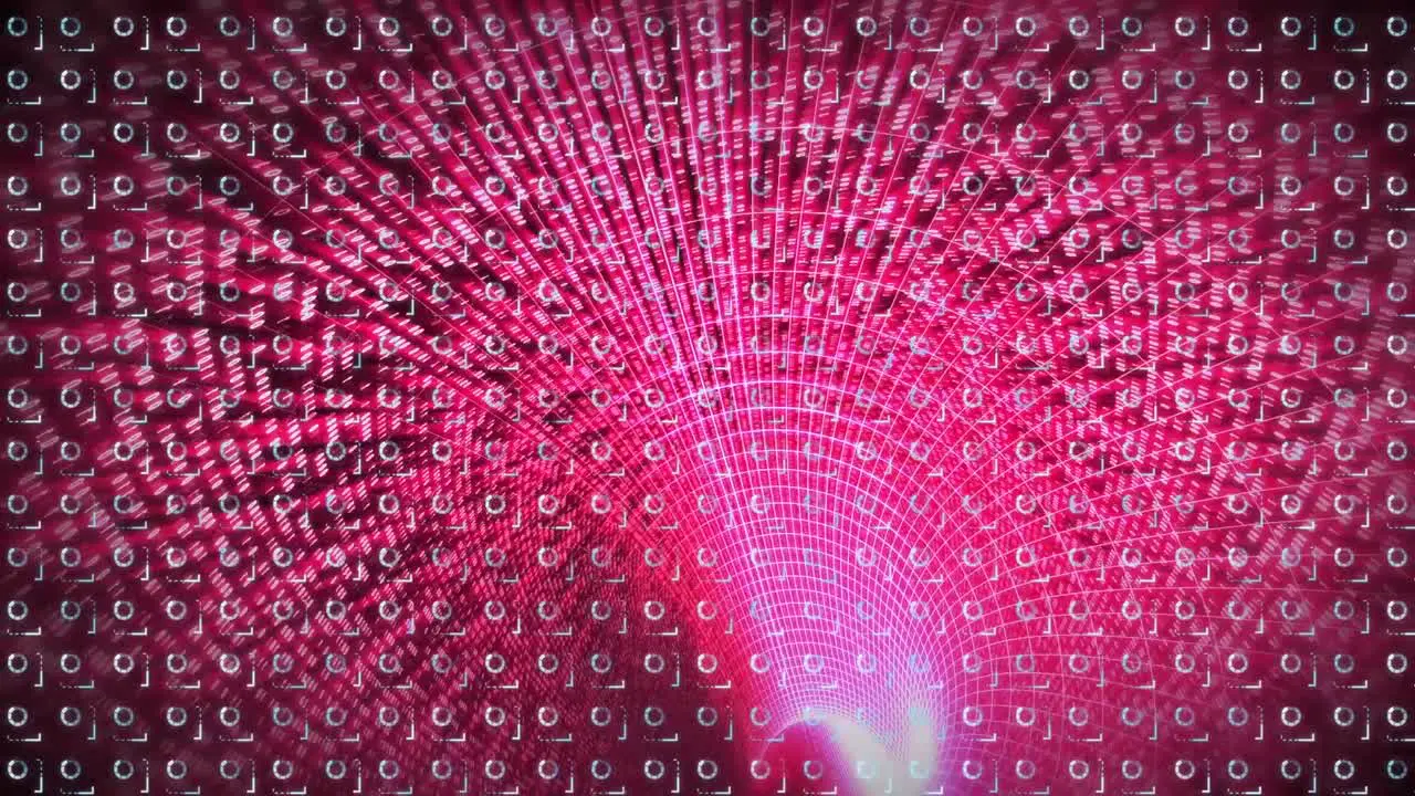 Digital animation of abstract pattern design against pink digital tunnel in background