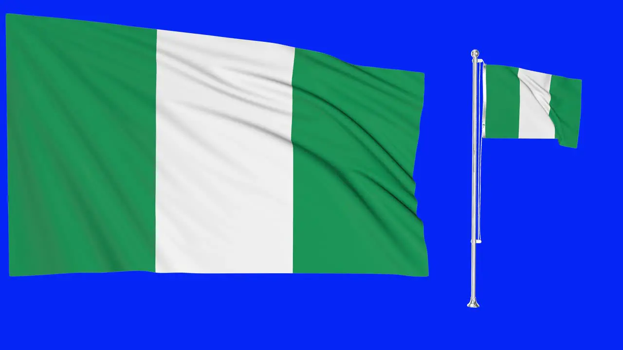 Green Screen Waving Nigeria Flag or flagpole