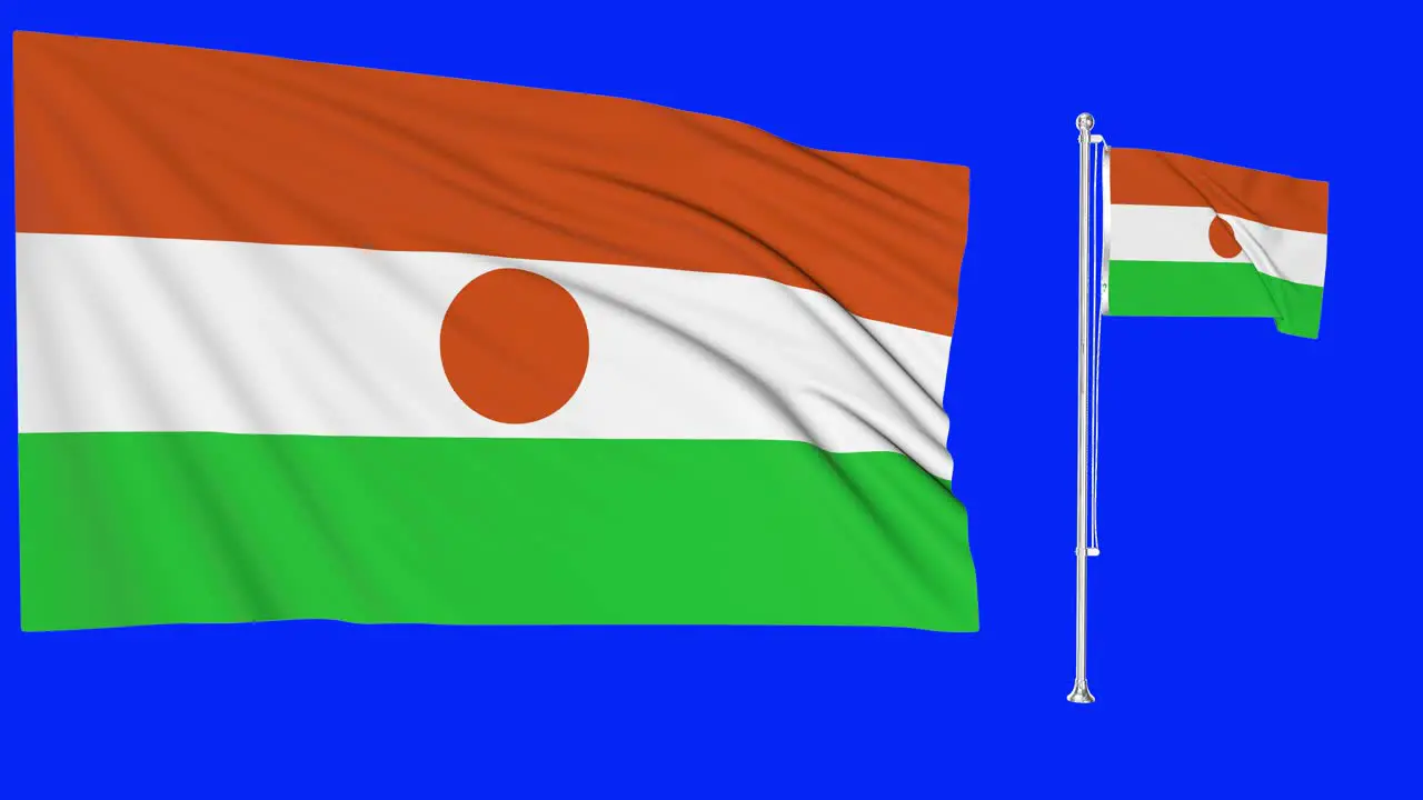 Green Screen Waving Niger Flag or flagpole