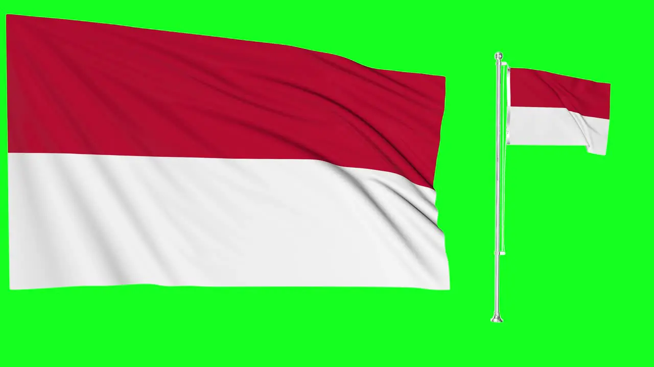 Green Screen Waving Monaco Flag or flagpole