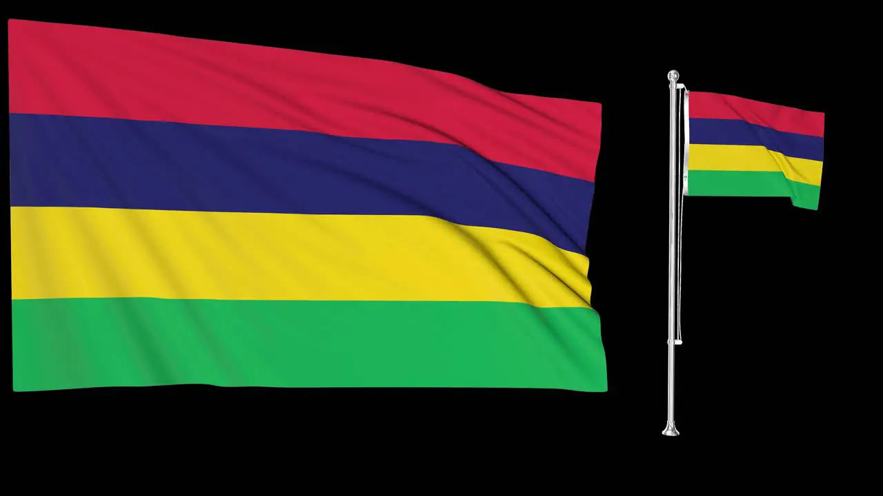 Green Screen Waving Mauritius Flag or flagpole