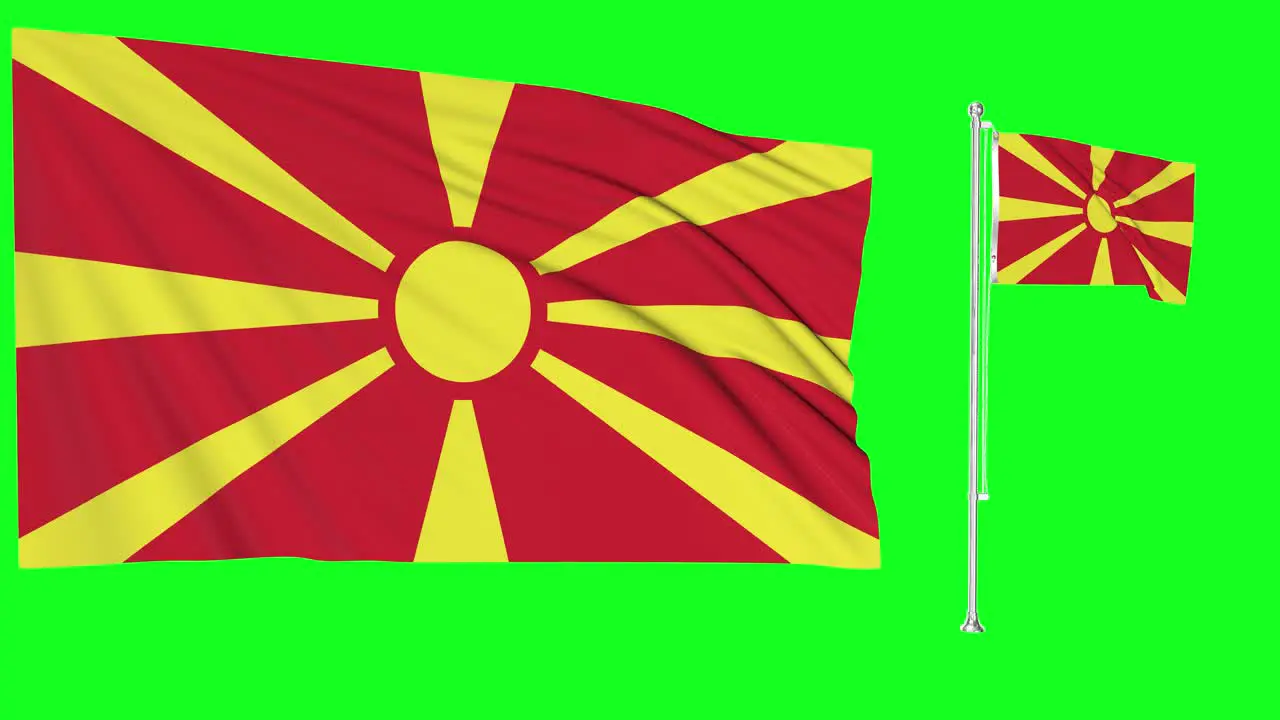 Green Screen Waving Macedonia Flag or flagpole