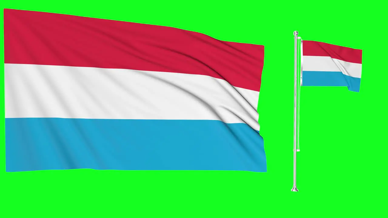 Green Screen Waving Luxembourg Flag or flagpole