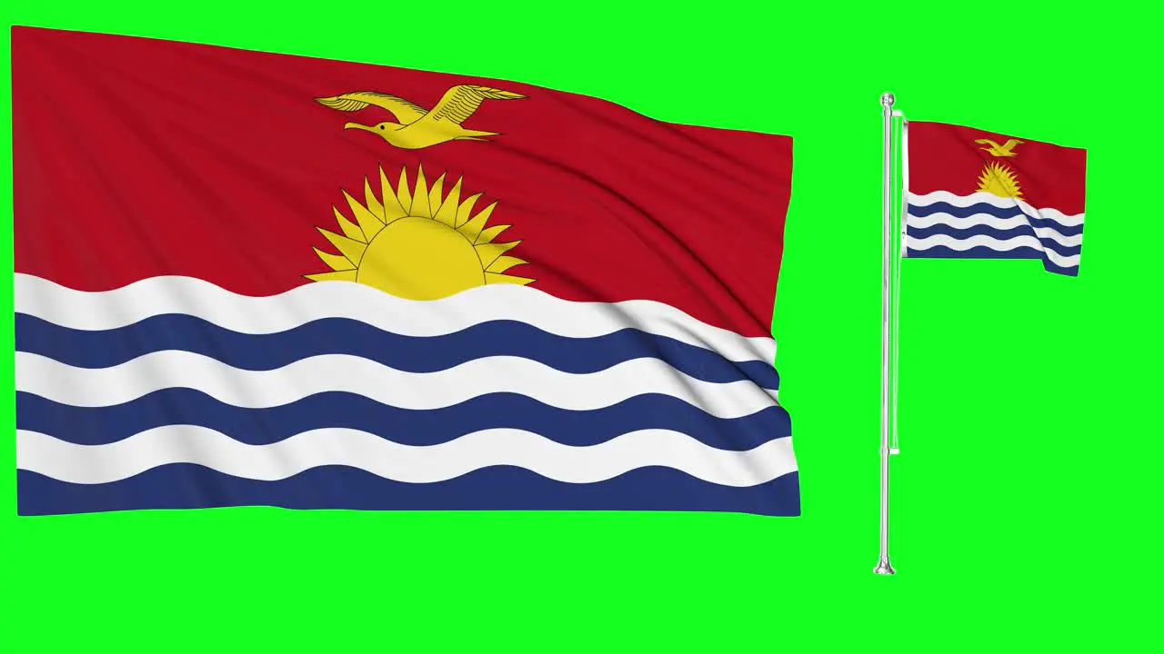 Green Screen Waving Kiribati Flag or flagpole