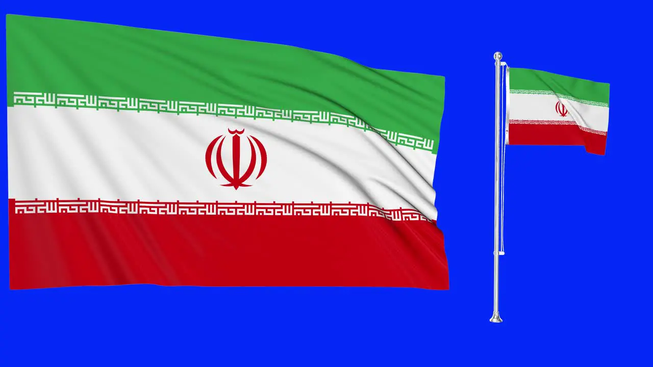 Green Screen Waving Iran Flag or flagpole