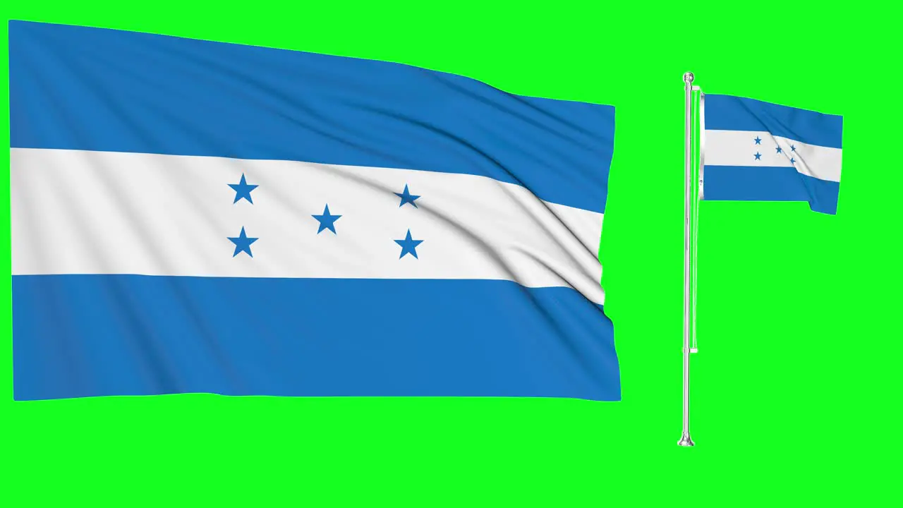 Green Screen Waving Honduras Flag or flagpole