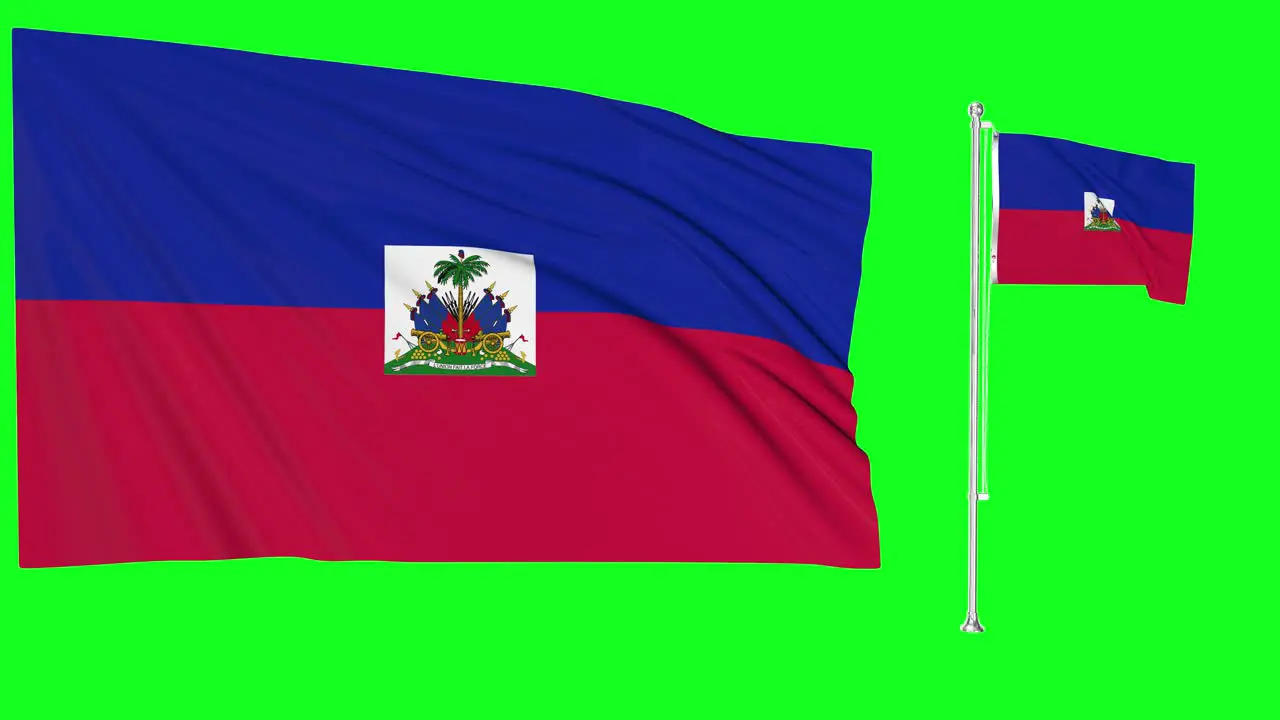 Green Screen Waving Haiti Flag or flagpole