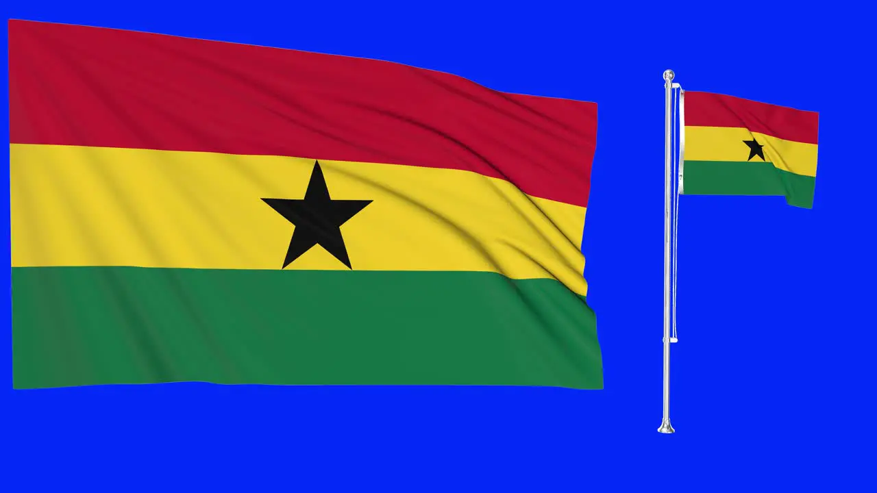 Green Screen Waving Ghana Flag or flagpole