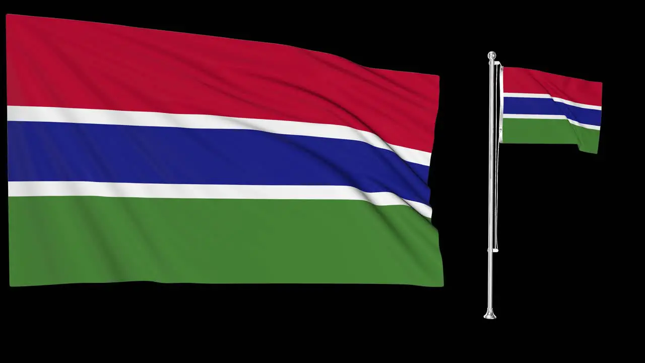 Green Screen Waving Gambia Flag or flagpole