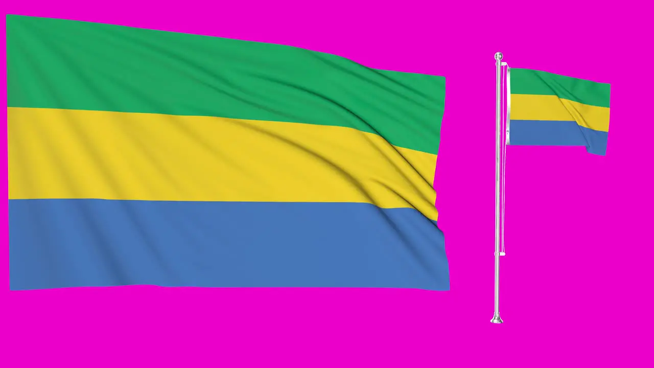 Green Screen Waving Gabon Flag or flagpole