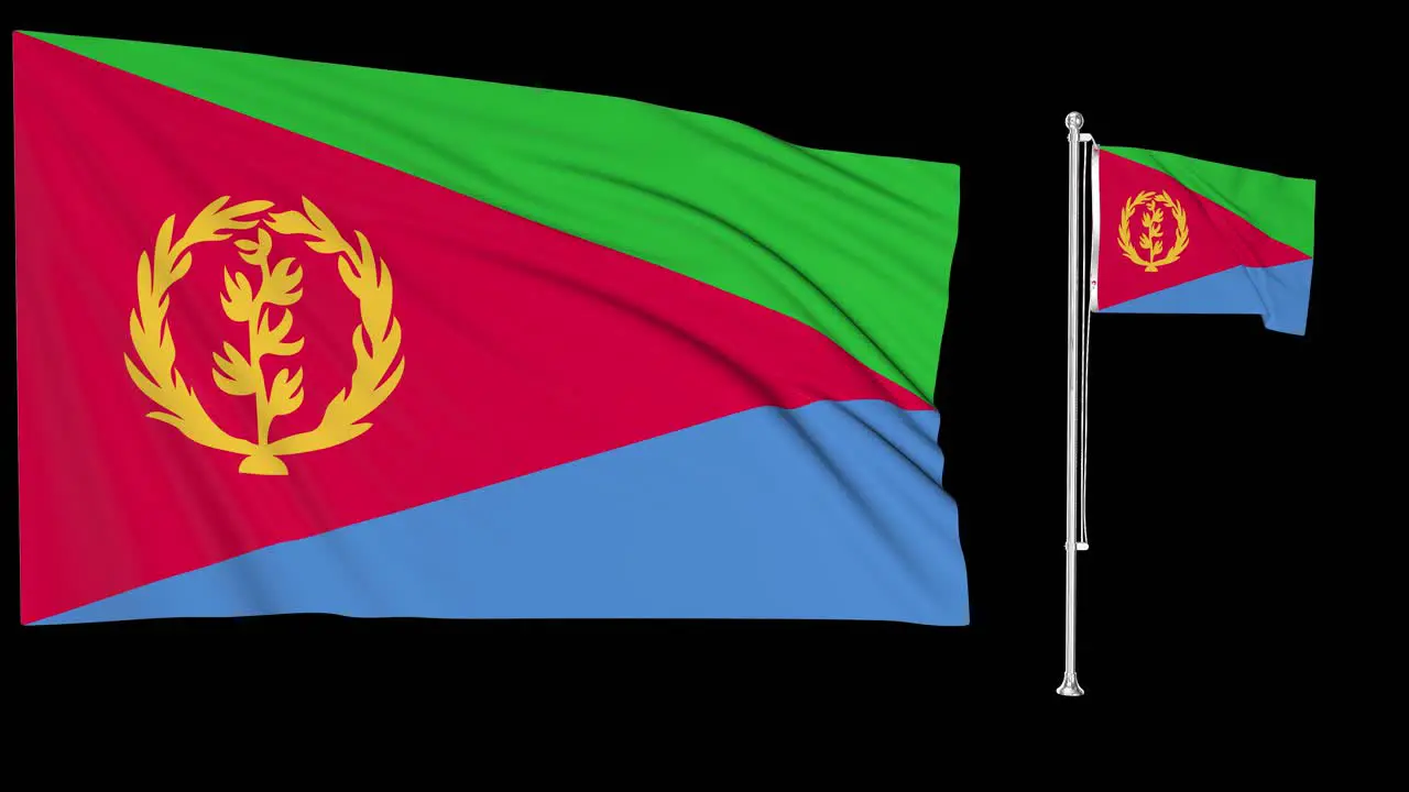 Green Screen Waving Eritrea Flag or flagpole