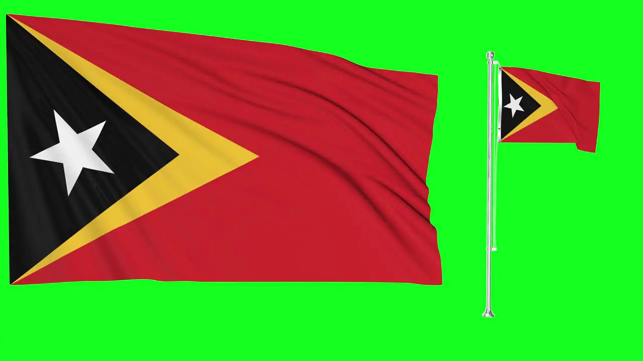 Green Screen Waving East Timor Flag or flagpole